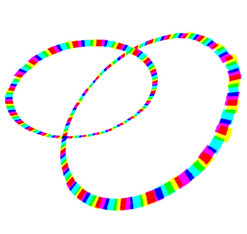 illustration of two rings interlocked and spinning