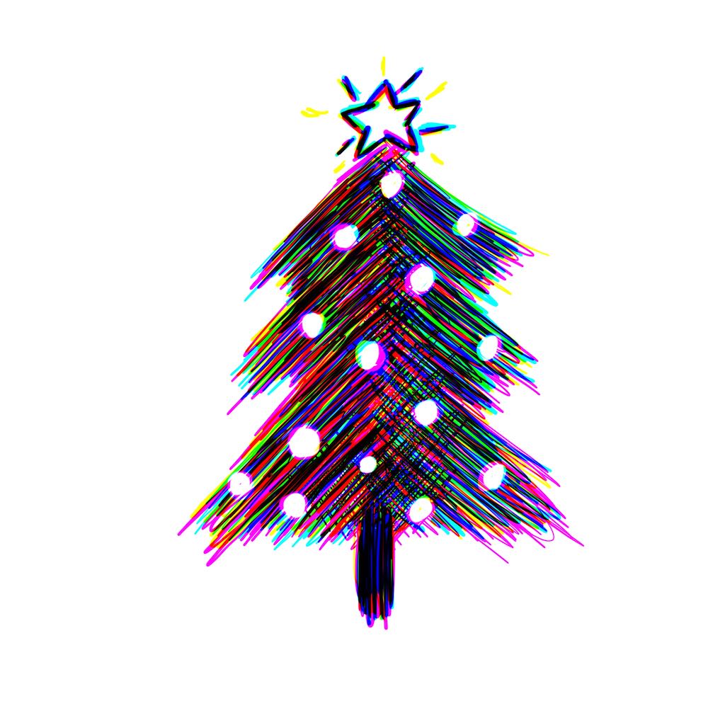 illustration of a Christmas Tree sparkling